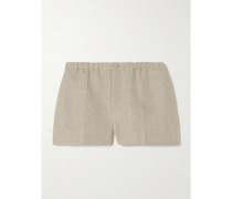 Shorts aus Leinen-canvas mit Bügelfalten