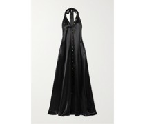 Maxikleid aus Satin mit Neckholder