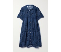 Alanna Minikleid aus Baumwoll-chambray und Schnurgebundener Spitze