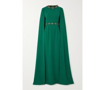 Robe aus Crêpe In Cape-optik mit Kristallen