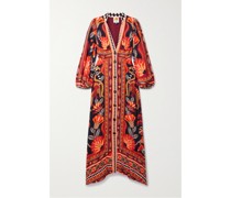 Maxi-hemdblusenkleid aus Bedrucktem Crêpe