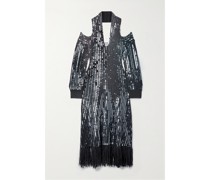 Neckholder-midikleid aus Merinowolle
