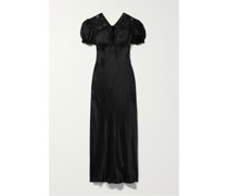 Midikleid aus Satin in Knitteroptik