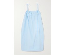 Midikleid aus Baumwollpopeline mit Raffung
