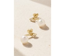 Ohrringe aus 14 Karat  mit Perlen Und Diamanten