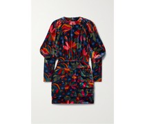Minikleid aus Samt mit Blumenprint