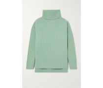Rollkragenpullover aus Gerippter Wolle