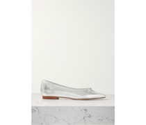 Ballerinas aus Metallic-leder mit Schleife