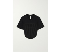 Verkürztes T-shirt aus Geripptem Stretch-baumwoll-jersey