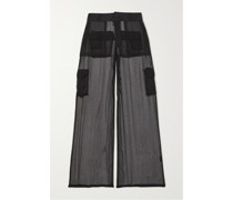 Cargohose mit Weitem Bein aus Crêpe De Chine
