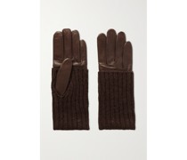 Handschuhe aus Geripptem Kaschmir Und Leder