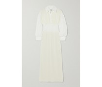 Giulia Maxi-hemdblusenkleid aus Plissiertem Crêpe De Chine und Baumwollpopeline