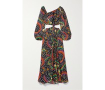 Maxikleid aus Bedrucktem Crêpe mit Cut-out