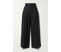 Leinenhose mit Weitem Bein Und Falten