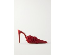 Mules aus Satin mit Applikation