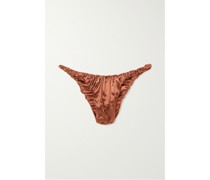 Jessie Gerafftes Bikini-höschen aus Metallic-stretch-samt