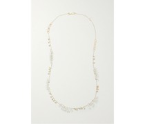 Kette aus 14 Karat  mit Mondsteinen Und Perlen