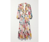 Maxikleid aus Chiffon und Stretch-jersey