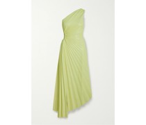 Delfina Asymmetrisches Midikleid aus Plissiertem Kunstleder