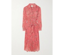 Anesy Midi-hemdblusenkleid aus Bedrucktem Krepon aus einer Baumwoll-seidenmischung