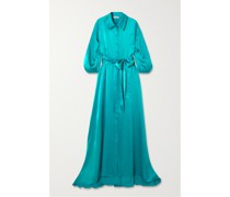 Maxi-hemdblusenkleid aus Seidensatin