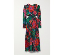 Blooming Garden Midikleid aus Bedrucktem Satin