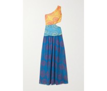 Ashlyn Asymmetrisches Maxikleid aus Bedrucktem Chiffon