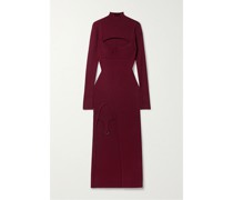 Asymmetrisches Midikleid aus einer Merinowollmischung in Rippstrick