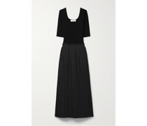Grier Midikleid aus Gerippter Merinowolle und einer Plissierten Baumwollmischung