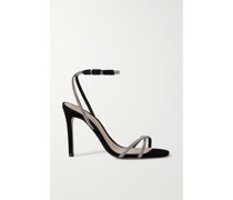 Sandalen aus Veloursleder mit Kristallen