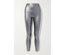 Leggings aus Stretch-kunstleder in Metallic-optik