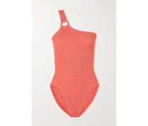 + Rose Inc Yasmeen Asymmetrischer Badeanzug aus Seersucker