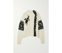 Zopfstrickpullover aus einer Wollmischung