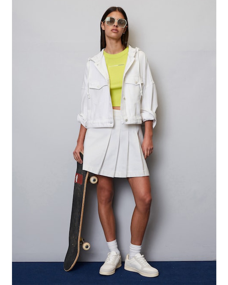 Marc O'Polo Damen MO'PD x KANGOL Oversize Jeansjacke mit Kapuze