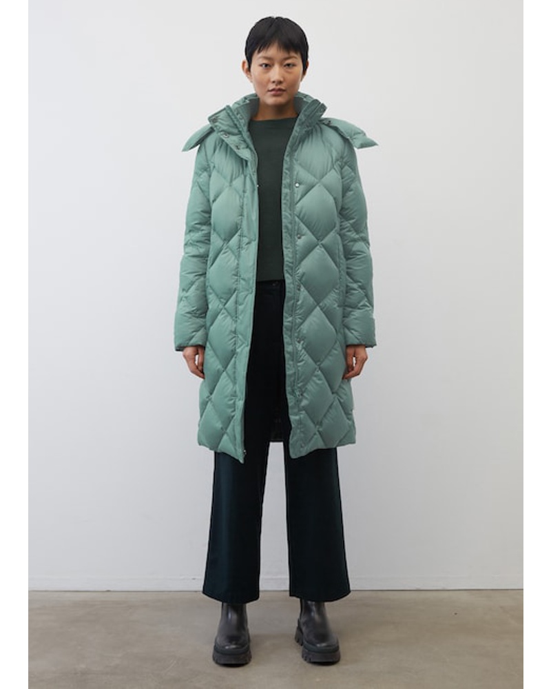 Marc O'Polo Damen Puffer-Daunenmantel mit abnehmbarer Kapuze