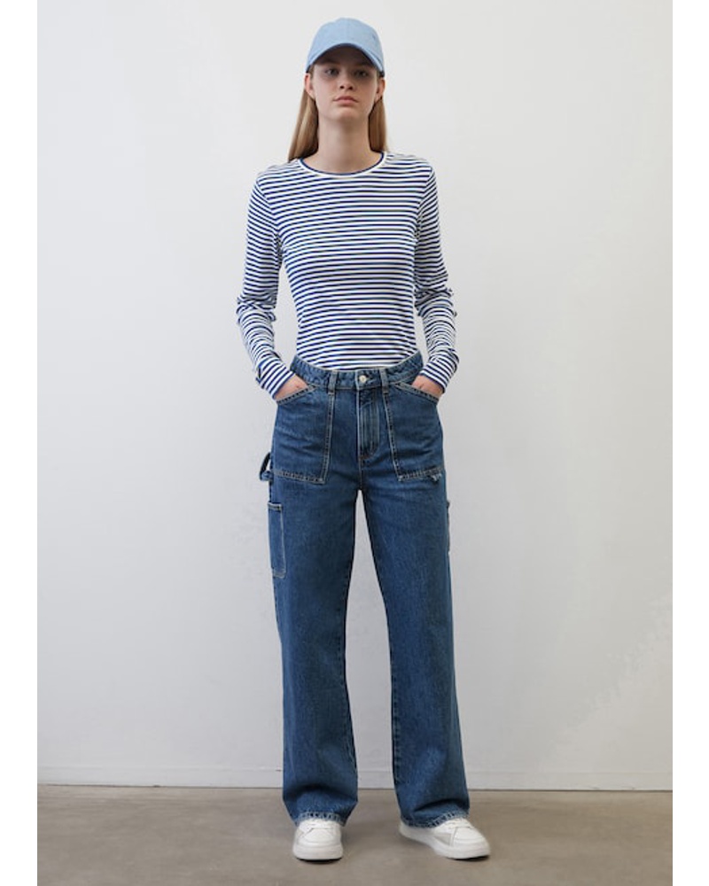 Marc O'Polo Damen Ripp-Streifen-Longsleeve slim