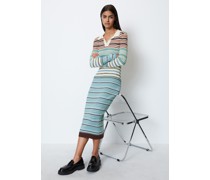 Rippstrick-Kleid im Polo-Stil