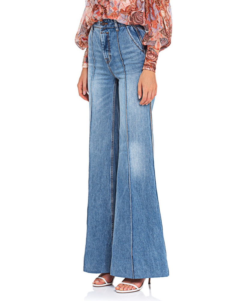 Zimmermann Damen Bootcut-Jeans mit Ziernaht