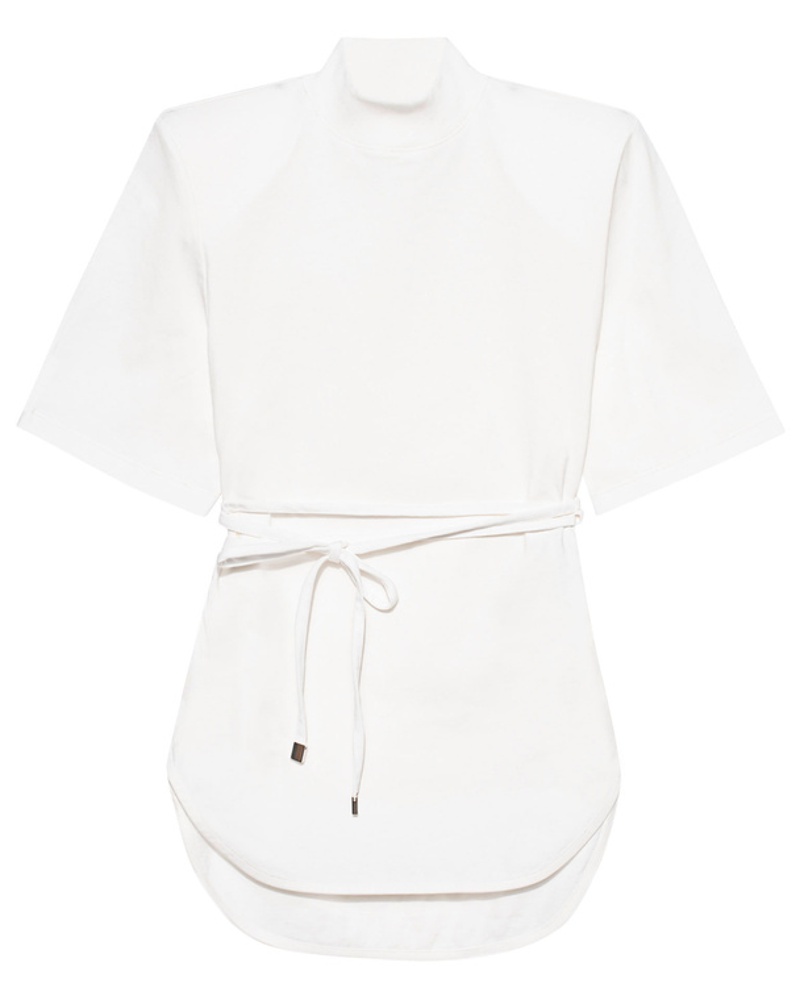 ATTICO Damen T-Shirt mit Schulterpolstern und Binde-Details