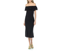 Off-Shoulder Leinen-Kleid