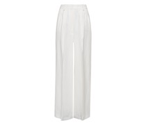 Wide-Leg Leinen-Mix Bundfaltenhose