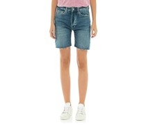 Washed-Out Bermuda-Jeans-Shorts mit offenem Saum