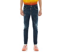 Destroyed Skinny Jeans mit Farbklecksen