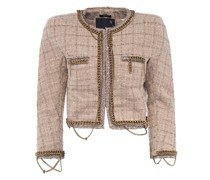 Cropped Tweed-Jacke mit Ketten-Details