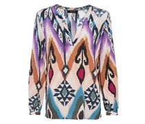 Seiden-Mix Bluse mit Schlitz-Ausschnitt