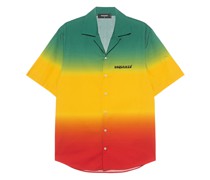 Mehrfarbiges Kurzarm-Hemd mit Label-Wording