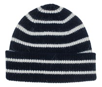 Gestreifte Woll-Angora-Mix Beanie