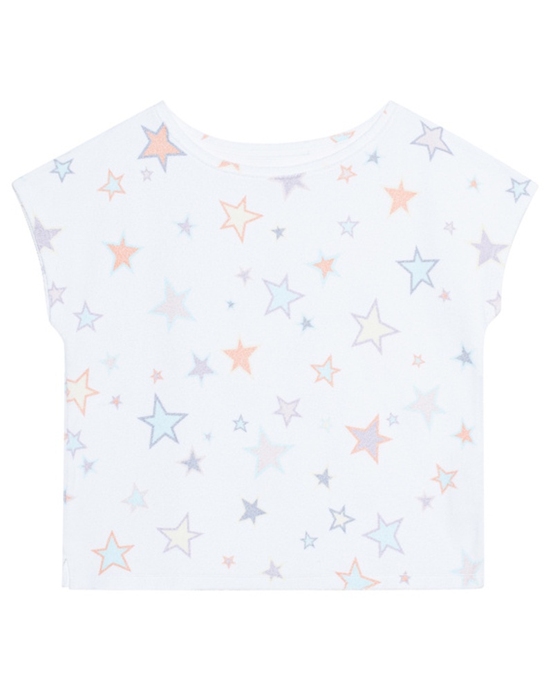 Juvia Damen Frotte-Shirt mit Sternen