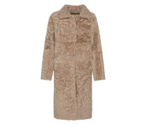 Wende-Shearling-Schafleder-Mantel mit Ledergürtel