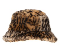 Faux-Fur Bucket-Hat im Leo-Design